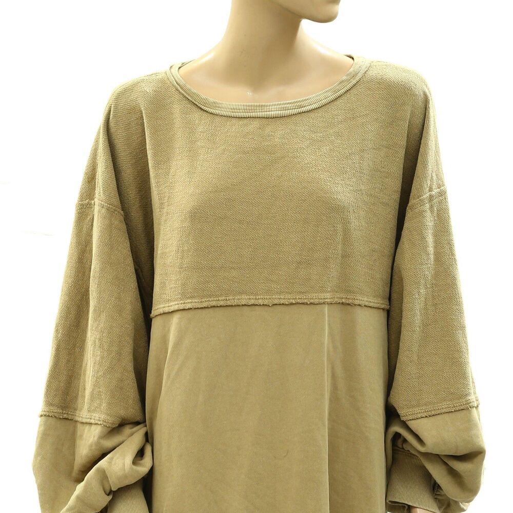 Free People We The Coastal Solid Crew Sweatshirt Top Pullover Oversize L 283815 - Picture 5 of 7